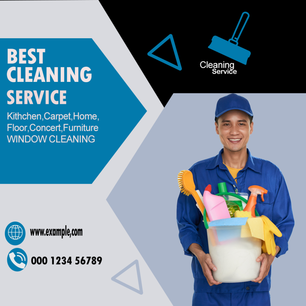 Cleaning service promotional banner with professional branding and marketing design.