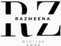 Minimal black and white RZ logo design for Razmeena Digital Edge branding.