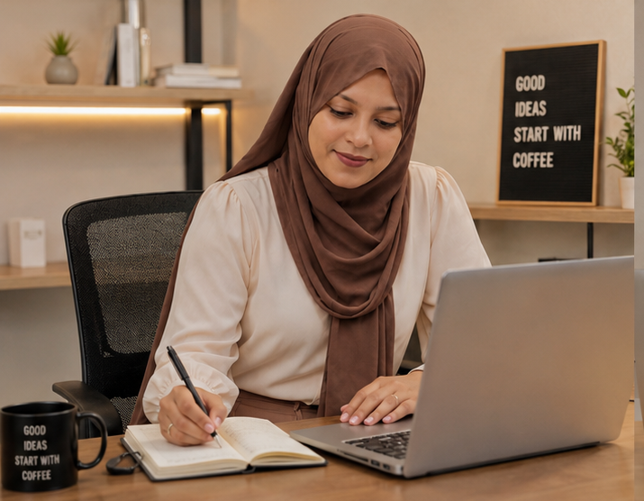 Social meadia manager creating digital markeing startegies on a laptop