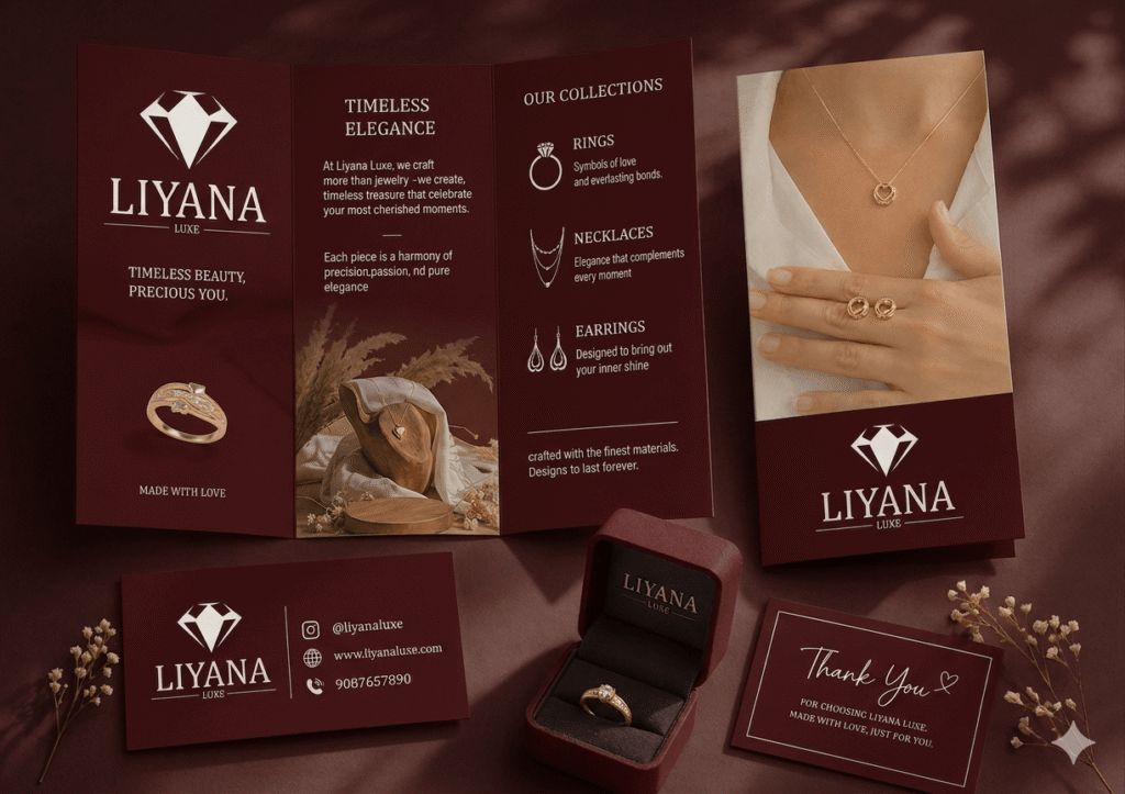Professional brochure design showcasing modern business branding and marketing services.